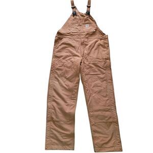 Carhartt FR Quilted Lined Double Knee Duck Overalls Size 38 x 36